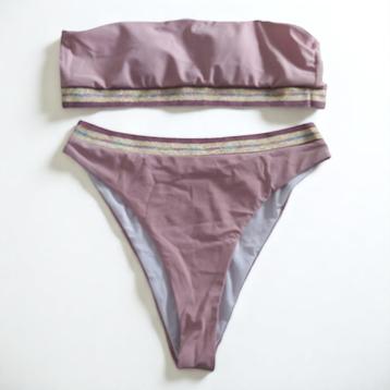 Bandeau bikini roze goud hoge taille XL beschikbaar voor biedingen