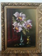 Bloemenstilleven met Orchideeën in Gouden Lijst, Ophalen of Verzenden