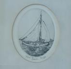 Anna Doedijns originele ets Boeier/ schip scheepvaart, Verzenden