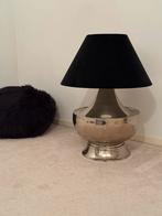 Super grote chroom tafellamp met zwart velours kap, 50 tot 75 cm, Ophalen of Verzenden, Metaal, Nvt