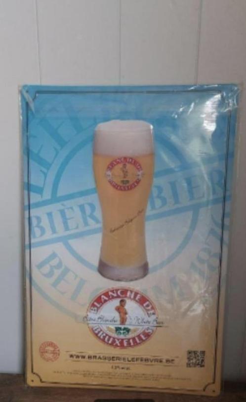 Metalen reclamebord Blanche de Bruxelles, Verzamelen, Biermerken, Nieuw, Reclamebord, Plaat of Schild, Overige merken, Ophalen of Verzenden