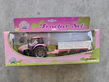 Tractor met Aanhanger roze ca. 1/32 Kids Globe beschikbaar voor biedingen