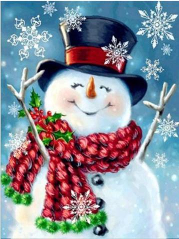 Diamond painting Kerst 15 Blije sneeuwpop (D - 34, 35, 36) beschikbaar voor biedingen