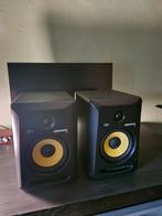 KRK Rokit 6 set van 2 + Gravity stands, Gebruikt, 120 watt of meer, Front, Rear of Stereo speakers, Ophalen
