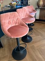 4 roze barkrukken (in hoogte verstelbaar), Huis en Inrichting, Barkrukken, Ophalen, Gebruikt, In hoogte verstelbaar, 60 tot 90 cm