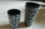 2 design vazen zwart en glas 15x9cm en 20x10cm, Minder dan 50 cm, Glas, Ophalen of Verzenden, Zo goed als nieuw