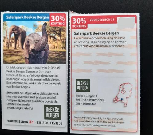 Safaripark Beekse Bergen 30% korting voor max 4 pers., Tickets en Kaartjes, Kortingen en Cadeaubonnen