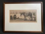 Ets, Hendrik Lesage, Paard aan de kade rond 1900, Antiek en Kunst, Ophalen of Verzenden