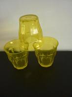 3 glaasje / waterglazen geel / zomerse glaasjes, Glas of Glazen, Ophalen of Verzenden, Effen, Glas