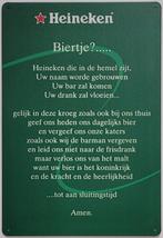 Heineken gebed biertje reclamebord van metaal wandbord deco