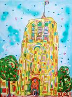 Schilderij Vrolijke Oldehove Leeuwarden moderne kunst, Antiek en Kunst, Kunst | Schilderijen | Modern, Ophalen of Verzenden