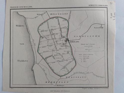 35 / Dirksland Melissant Sommelsdijk Litho uit 1867 J Kuyper, Antiek en Kunst, Kunst | Litho's en Zeefdrukken, Ophalen of Verzenden