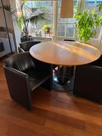 Leolux ronde tafel en stoelen, Huis en Inrichting, Gebruikt, 100 tot 150 cm, Rond, 50 tot 100 cm