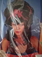 spannende zwarte pruik met spin, Carnaval, Maat 46/48 (XL) of groter, Ophalen of Verzenden, Zo goed als nieuw