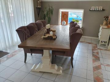 Kloostertafel 280x110 cm met 6x Wingchair stoelen beschikbaar voor biedingen
