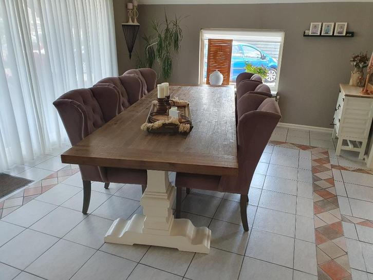 Kloostertafel 280x110 cm met 6x Wingchair stoelen, Huis en Inrichting, Tafels | Eettafels, Gebruikt, 100 tot 150 cm, 200 cm of meer