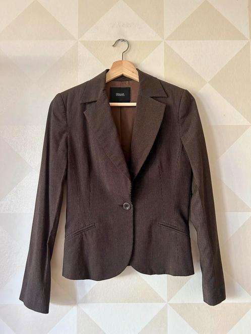 Vanilia jasje colbert bruin krijtstreep XS/34, Kleding | Dames, Jasjes, Kostuums en Pakken, Gedragen, Jasje, Maat 34 (XS) of kleiner