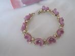 Armband Lisner paarse bloemen rijnsteentjes/kraaltjes, Sieraden, Tassen en Uiterlijk, Armbanden, Met kristal, Overige materialen