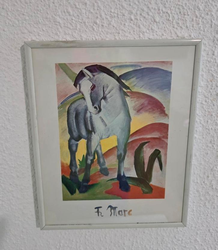 Franz Marc - Blaues Pferd I - Ingelijst, Antiek en Kunst, Kunst | Tekeningen en Foto's, Ophalen of Verzenden