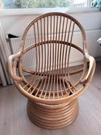 Vintage bohemian rotan draaistoel jaren 80, Huis en Inrichting, Stoelen, Ophalen, Bruin, Zo goed als nieuw, Eén
