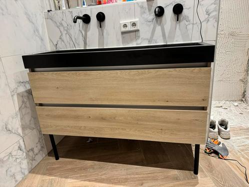 Wastafelmeubel / Badkamermeubel eiken kleur z.g.a.n. 120 cm, Doe-het-zelf en Verbouw, Sanitair, Zo goed als nieuw, Wastafel, Ophalen of Verzenden