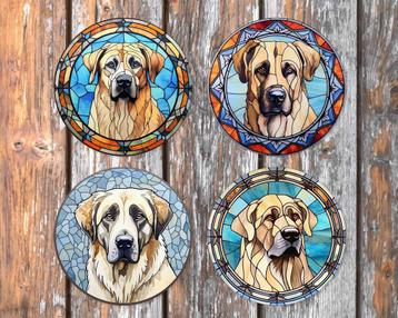 Kangal Glas in Lood onderzetters met houder rond beschikbaar voor biedingen