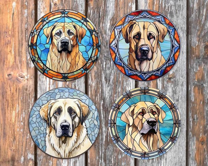 Kangal Glas in Lood onderzetters met houder rond, Huis en Inrichting, Woonaccessoires | Onderzetters, Nieuw, Glas of Kopje, Ophalen of Verzenden