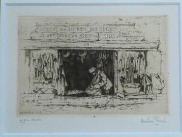 Jordaan Amsterdam ets Anton Pieck Voddenman uit 1933 beschikbaar voor biedingen