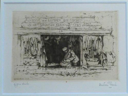 Jordaan Amsterdam ets Anton Pieck Voddenman uit 1933, Antiek en Kunst, Kunst | Etsen en Gravures, Ophalen of Verzenden