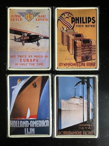4 metalen reclameschildjes, KLM, Philips, HAL beschikbaar voor biedingen