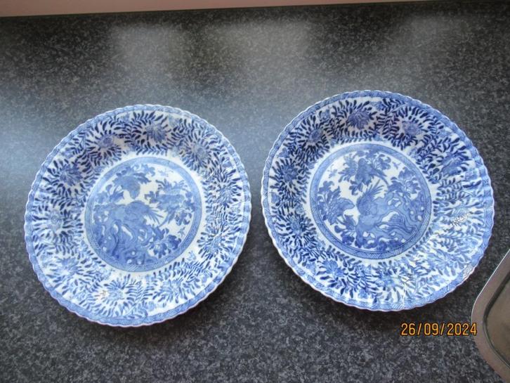 2 ANTIEKE CHINESE BLAUWE BORDEN- GERESTAUREERD, Antiek en Kunst, Antiek | Wandborden en Tegels, Ophalen of Verzenden