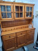 Grenen buffetkast met glas, Gebruikt, Glas, 150 tot 200 cm, Ophalen of Verzenden