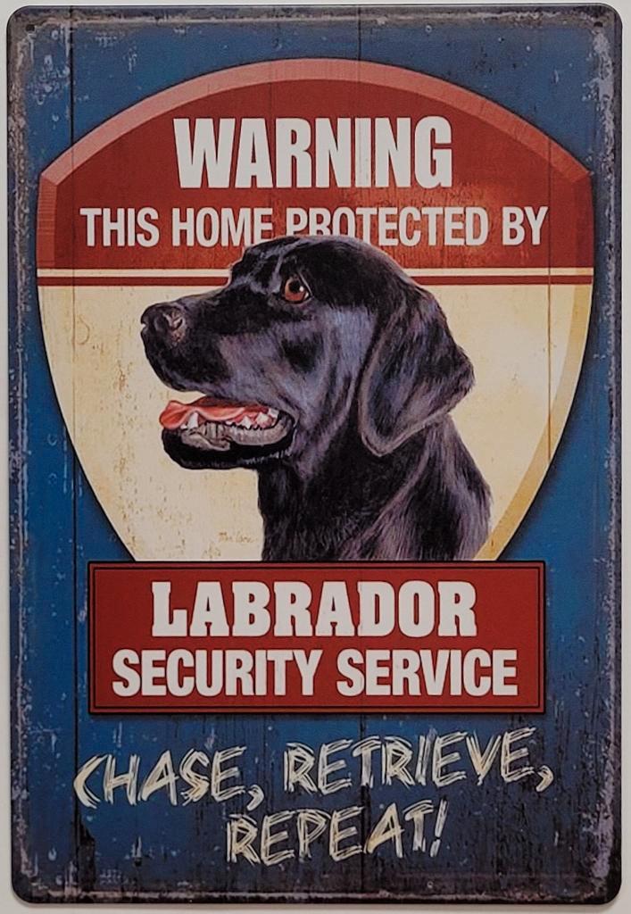 Labrador zwart security service reclamebord van metaal deco, Dieren en Toebehoren, Honden-accessoires, Nieuw, Ophalen of Verzenden