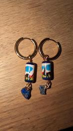 Handgemaakte oorbellen met Peru kralen & alpaca, Overige materialen, Hangers, Blauw, Nieuw