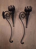 Vintage Robuuste Kaarsenkandelaars voor aan de Muur, Antiek en Kunst, Ophalen of Verzenden, Overige materialen