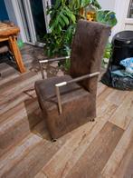 Vier Mooie Pilootleren Stoelen op wieltjes, Ophalen, Gebruikt, Bruin, Piloot