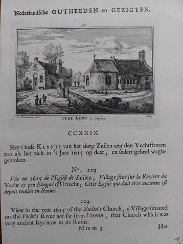 229 / De Oude Kerk te Zuylen - Zuilen Gravure uit 1732 beschikbaar voor biedingen