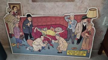 Groot bord met bekende detectives als cartoon beschikbaar voor biedingen