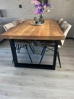 Mango houten eettafel met 6 eetkamer stoelen, Huis en Inrichting, Tafels | Eettafels, Ophalen, 200 cm of meer, 50 tot 100 cm, Zo goed als nieuw