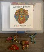 Houten puzzel, leeuw. Met dieren stukjes, Hobby en Vrije tijd, Denksport en Puzzels, Ophalen, Minder dan 500 stukjes, Zo goed als nieuw