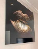 Aluart kunstwerk close up golden lips 120 x 180, Ophalen, Zo goed als nieuw, Schilderij, 75 cm of meer