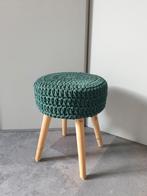 Handgemaakte Kruk met Gehaakte Zitting – Groen, Ophalen of Verzenden, Nieuw, Hout