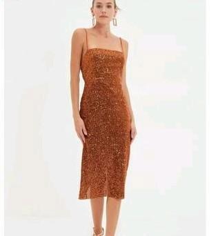 Cocktail jurk met pailletten roest oranje maat XS / S, Kleding | Dames, Gelegenheidskleding, Zo goed als nieuw, Galajurk, Maat 34 (XS) of kleiner