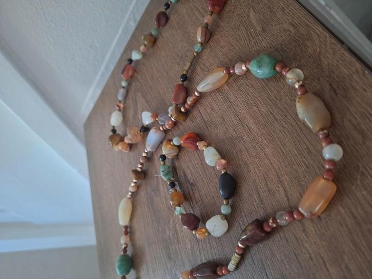 Handgemaakte sieradenset – 2 kettingen + armband edelstenen, Sieraden, Tassen en Uiterlijk, Kettingen, Zo goed als nieuw, Steen of Mineraal