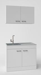 keuken nieuw 100 cm beste koop met bovenkast en spoelbak, Huis en Inrichting, Keuken | Complete keukens, Wit, Nieuw, Enkelwandige keuken
