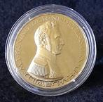 penning Koning Willem I 1772-1843 verguld brons, Ophalen of Verzenden, Brons, Nederland