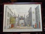 Antieke optica prent gravure van Schiedam, Ophalen of Verzenden