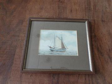 Schilderijtje van boot, mooi ingelijst. Aquarel? beschikbaar voor biedingen
