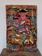 Uniek Balinees houtsnijwerk - Rama Sita te paard - Indonesië, Antiek en Kunst, Ophalen of Verzenden