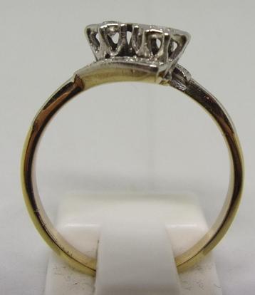 Antieke Art Deco ring goud en platina met diamant (0,10 ct)  beschikbaar voor biedingen